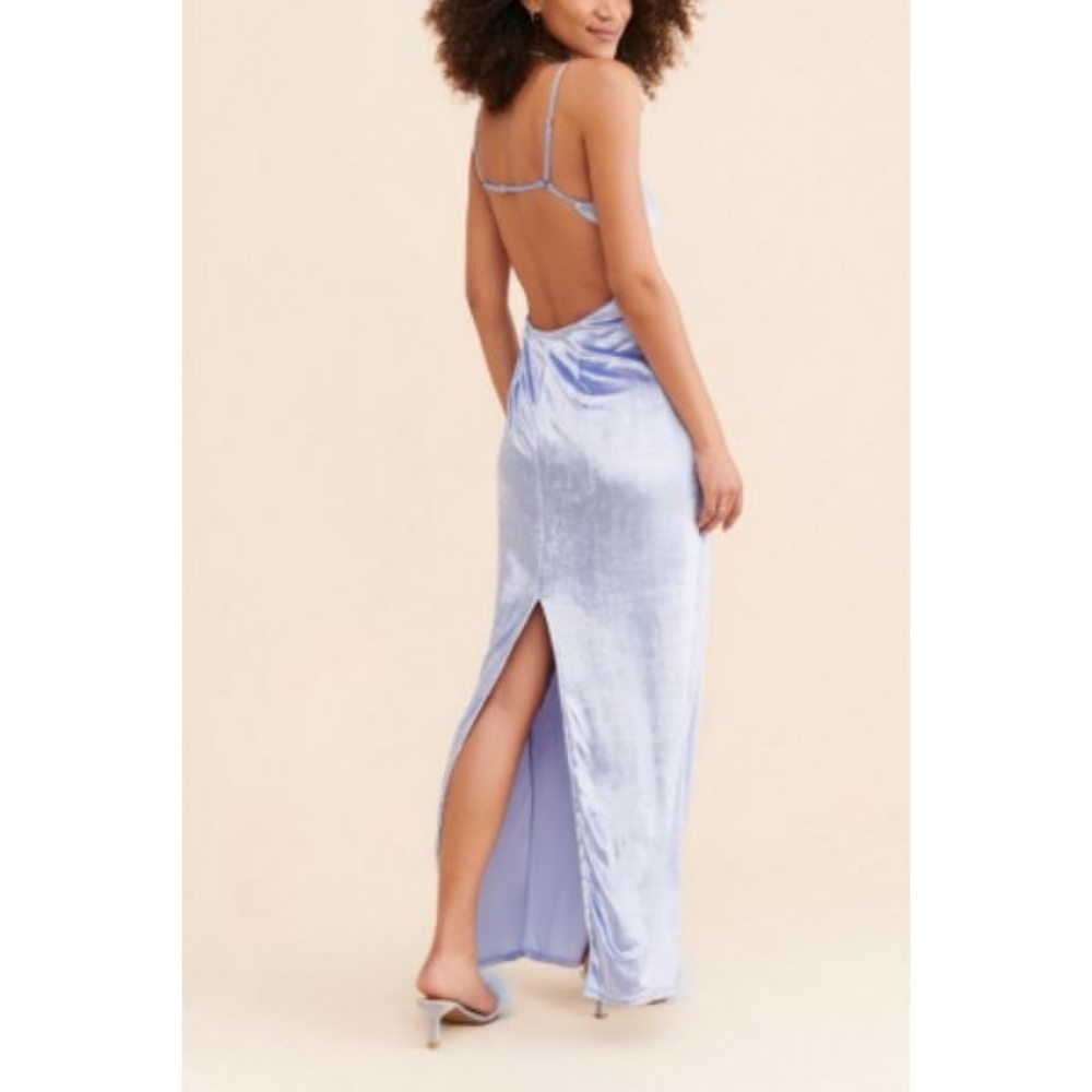 Free People Karlie Velvet Maxi Dress In Blue Opal - Picture 2 of 8